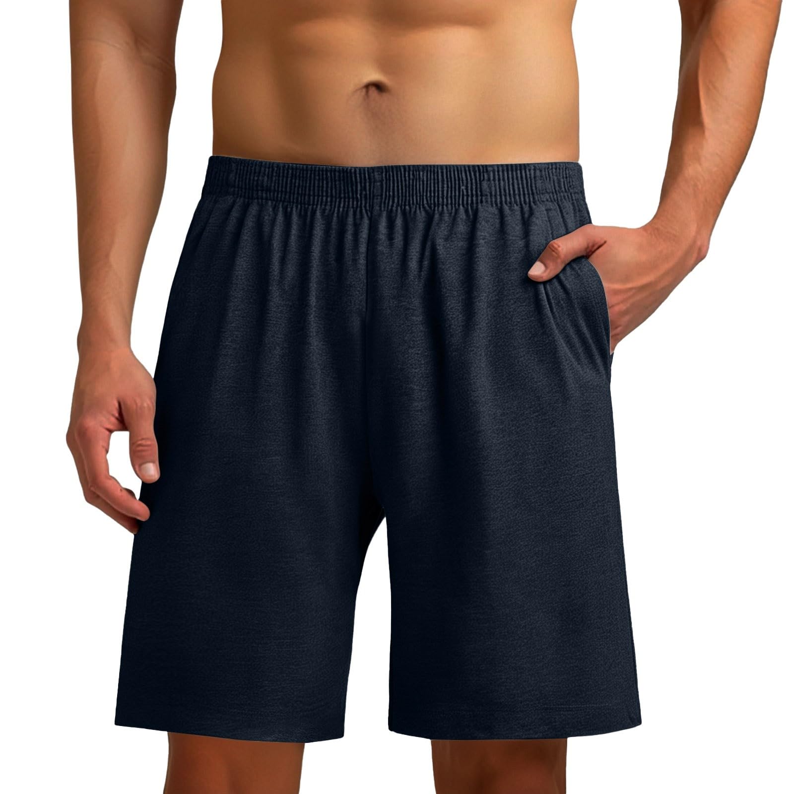 Short Pyjama Homme Coton Ete-Short De Sport Homme Grande Taille-Shorts Large Extensible Shorts Et Bermudas Couleur Unie avec Poches Taille éLastiquéE Pantalon Court Respirant SéChage Rapide