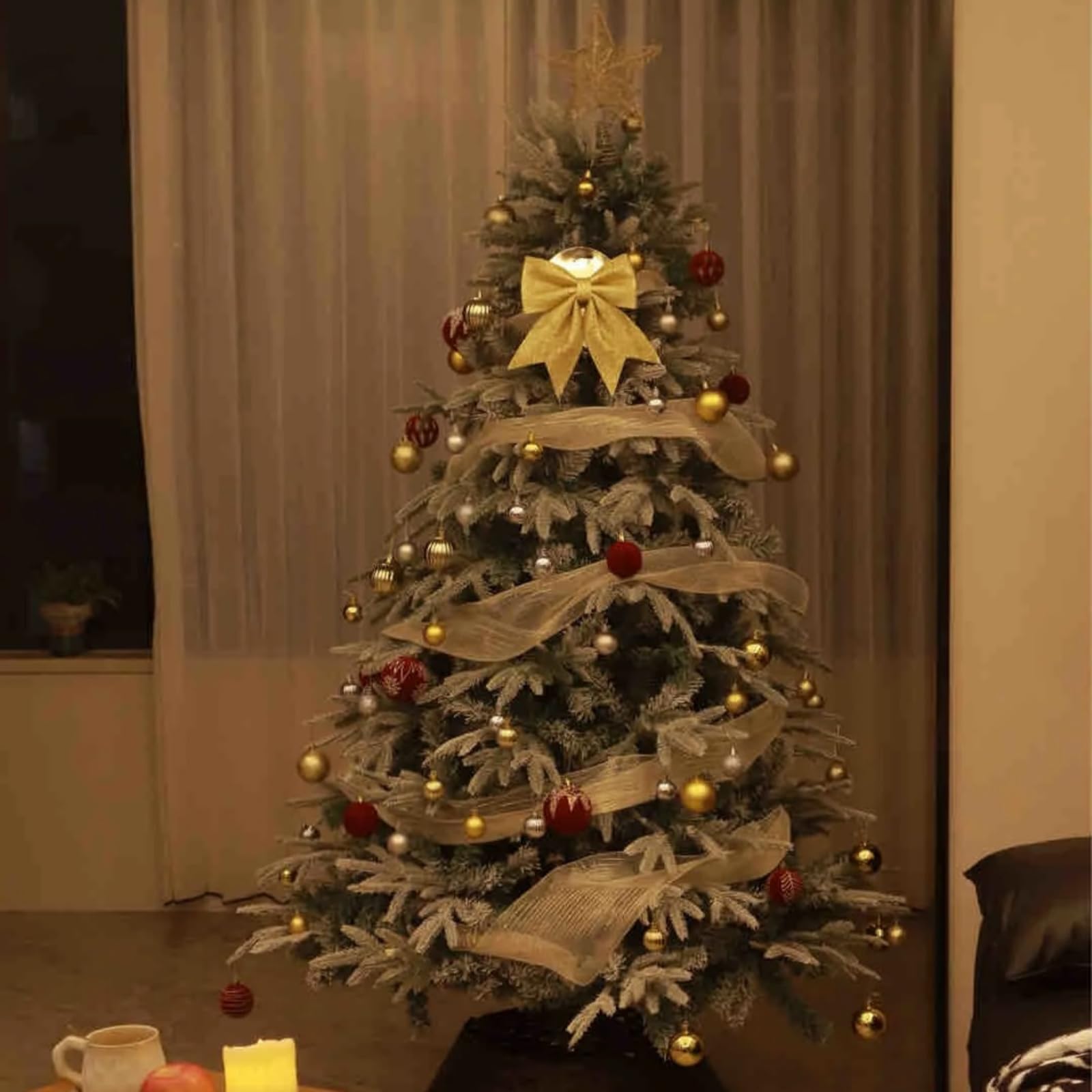 24 Stück Festliche Kugel-Ornamente, bruchsicher, 3-8cm Weihnachtskugeln, 4 Rottöne für Weihnachtsbäume, Hochzeiten und Heimdekoration, stilvolle Dekorationen (Burgunderrot, Durchmesser 6cm)