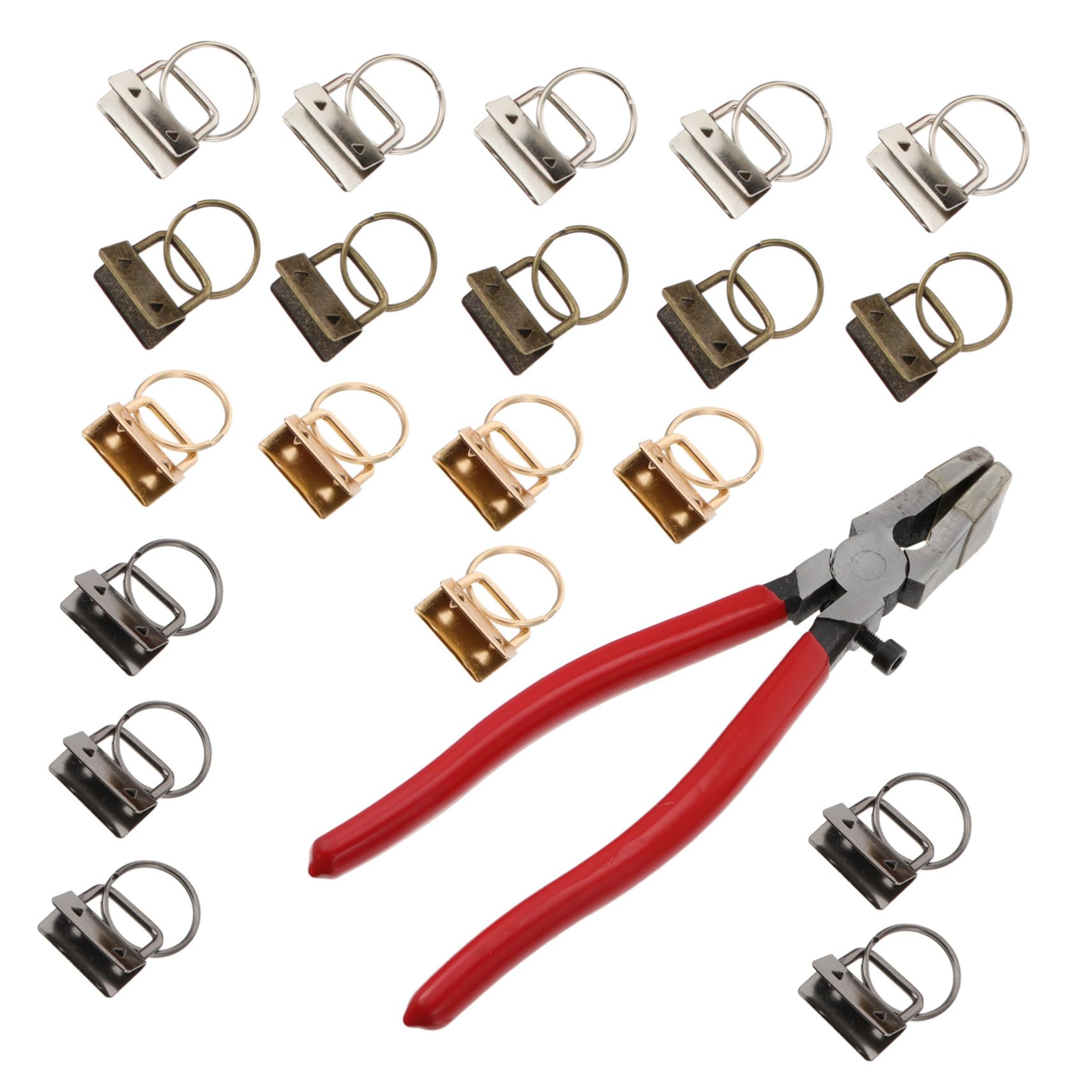 ARTIBETTER 20Pcs key Accessories with Pliers Clips for Key Chains Wristlets DIY Crafts Durable Resistant Keyring Fob Kit