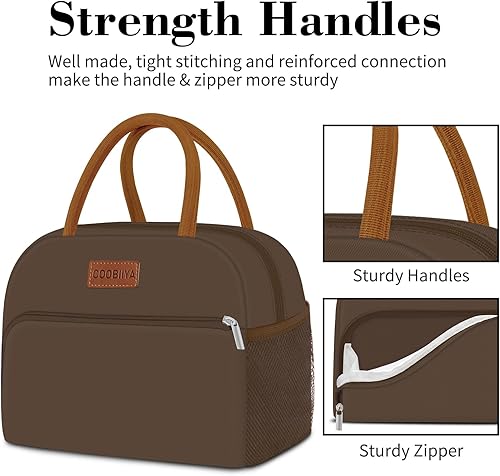 Miniatura 5 de Coobiiya Lonchera para mujeres, adultos, hombres, pequeña, a prueba de fugas, linda bolsa de almuerzo de gran capacidad, reutilizable, aislada,