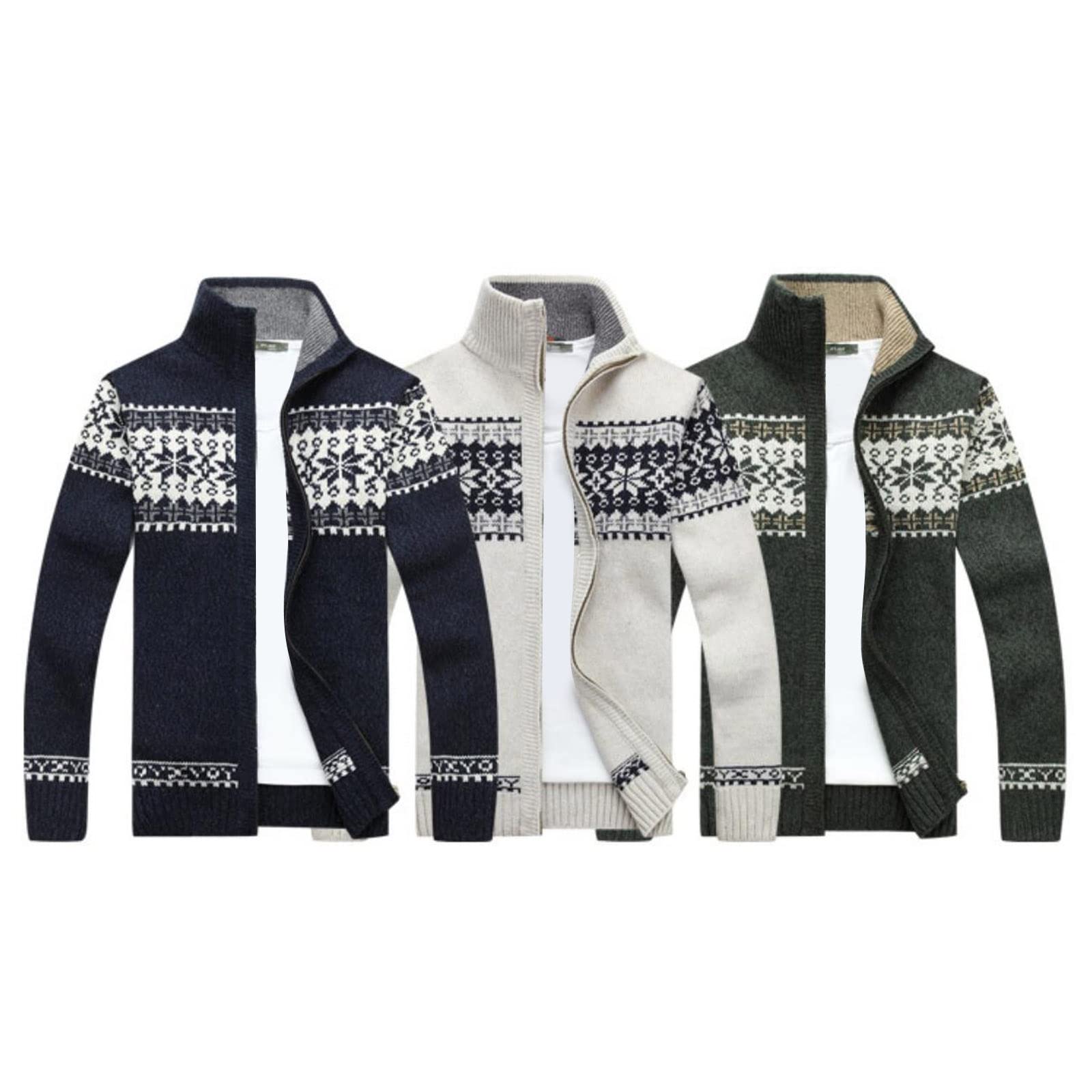Uomo Felpa Cappotto Imbottito Tops con Cerniera Lavorato A Maglia Maglione Stand Colletto con 2 Tasche Caldo Maniche Lunghe Calda Casual Cappotti Inverno Manica Lunga Invernale