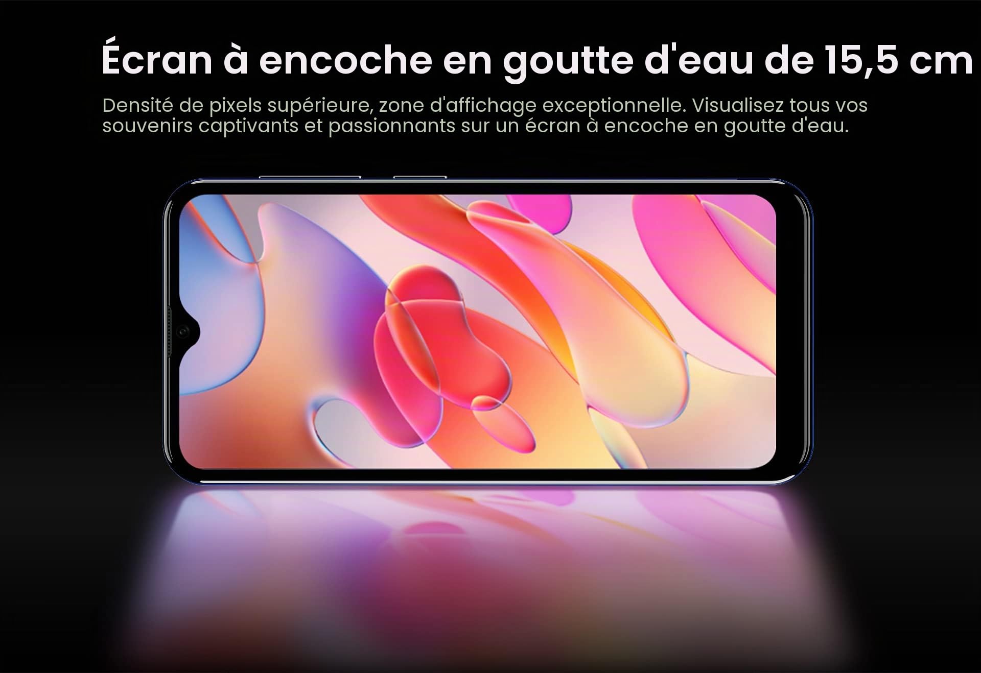 DOOGEE Smartphone Pas Cher, X93 Telephone Portable 6.1" HD+, 4350mAh 8MP+5MP Caméra, 16Go + 2 Go(SD 256Go), Android 10 Go, Double SIM 3G/GPS/WiFi Téléphone Pas Cher-Noir