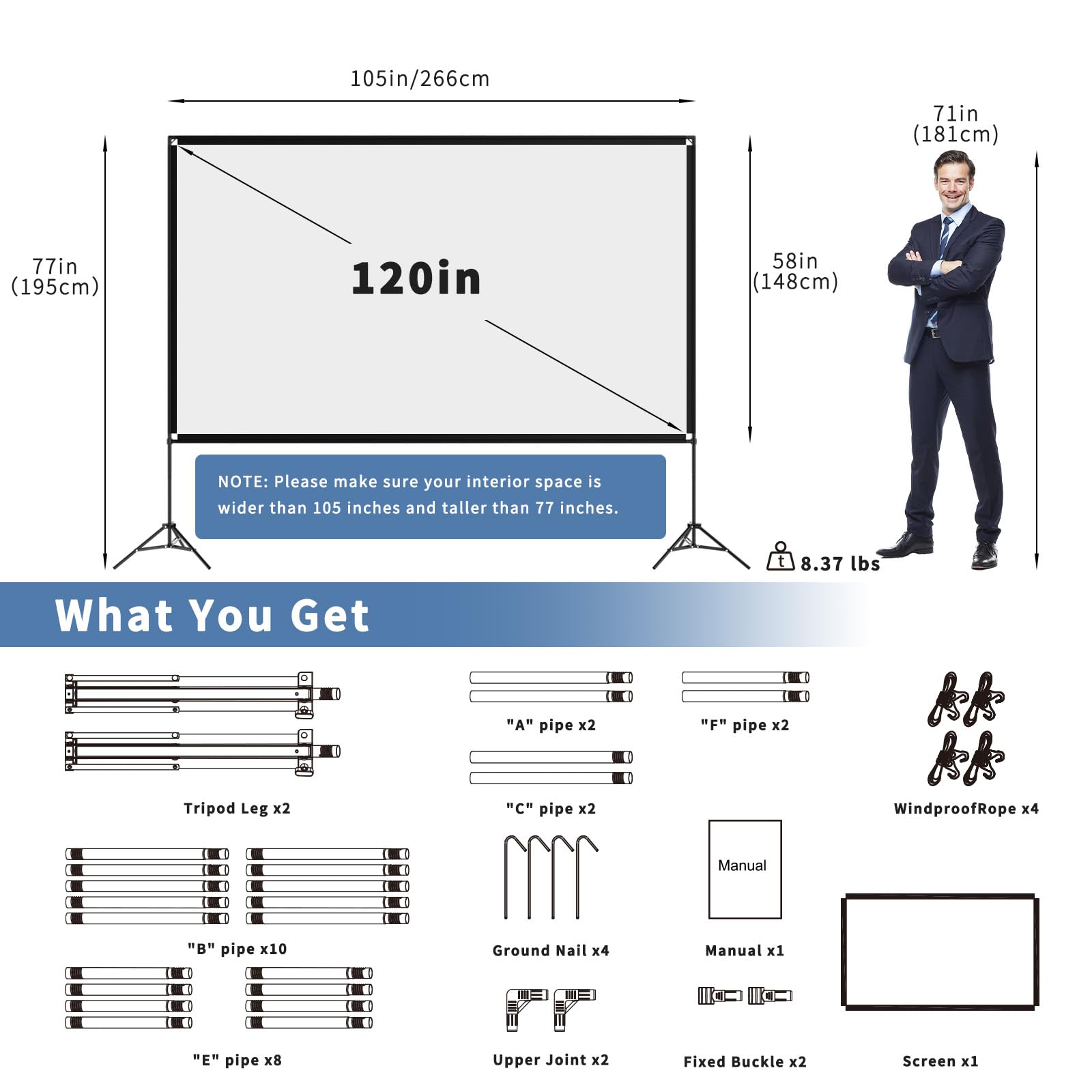 Amazon | VISULAPEX プロジェクタースクリーン スタンド付き 120インチ