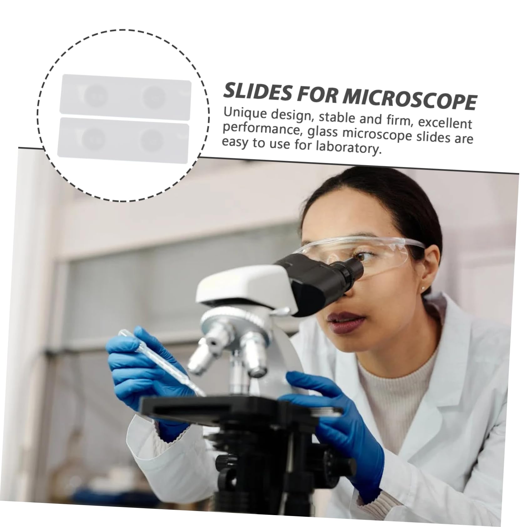 Holibanna de Portaobjetos de Vidrio Doble Cóncavo Superficie Lisa 50 Piezas para Muestras Acuáticas para Laboratorio y Observación Precisa