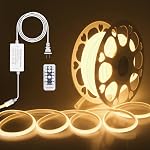 ALITOVE Extérieur COB LED Lampes à bande étanches IP67 16.4ft Lumière du jour LED Bande lumineuse avec interrupteur 6000k CRI85+ Éclairage de la corde au néon à haute luminosité AC 110V~120V pour Noël en plein air d'Halloween