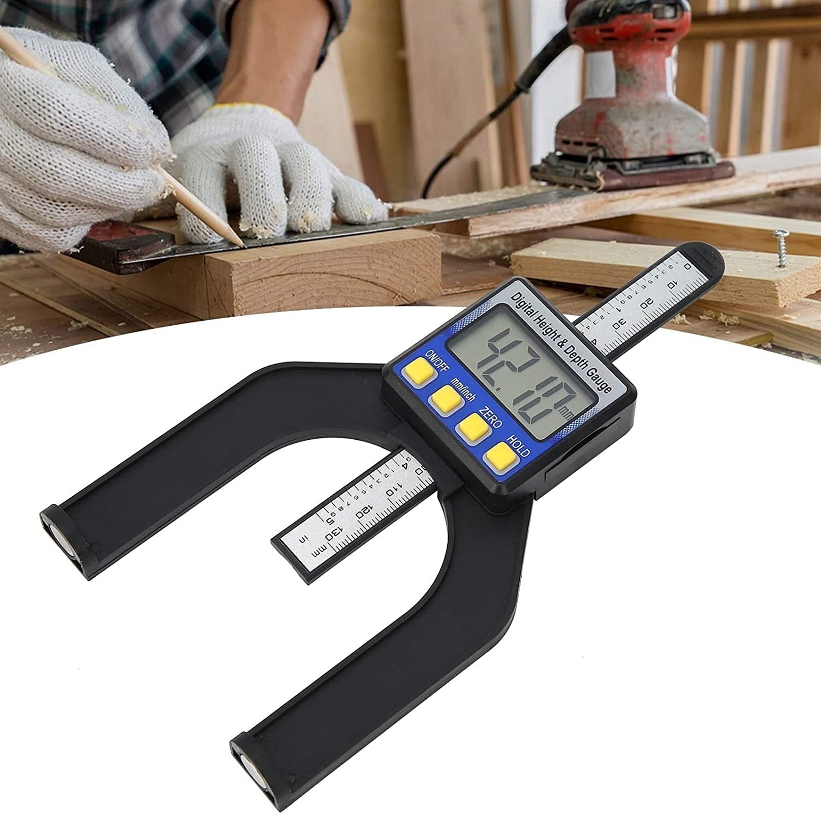 Magnetyczny miernik głębokości 0-80 mm, wysoka czułość do pomiaru domu obróbki drewna DIY