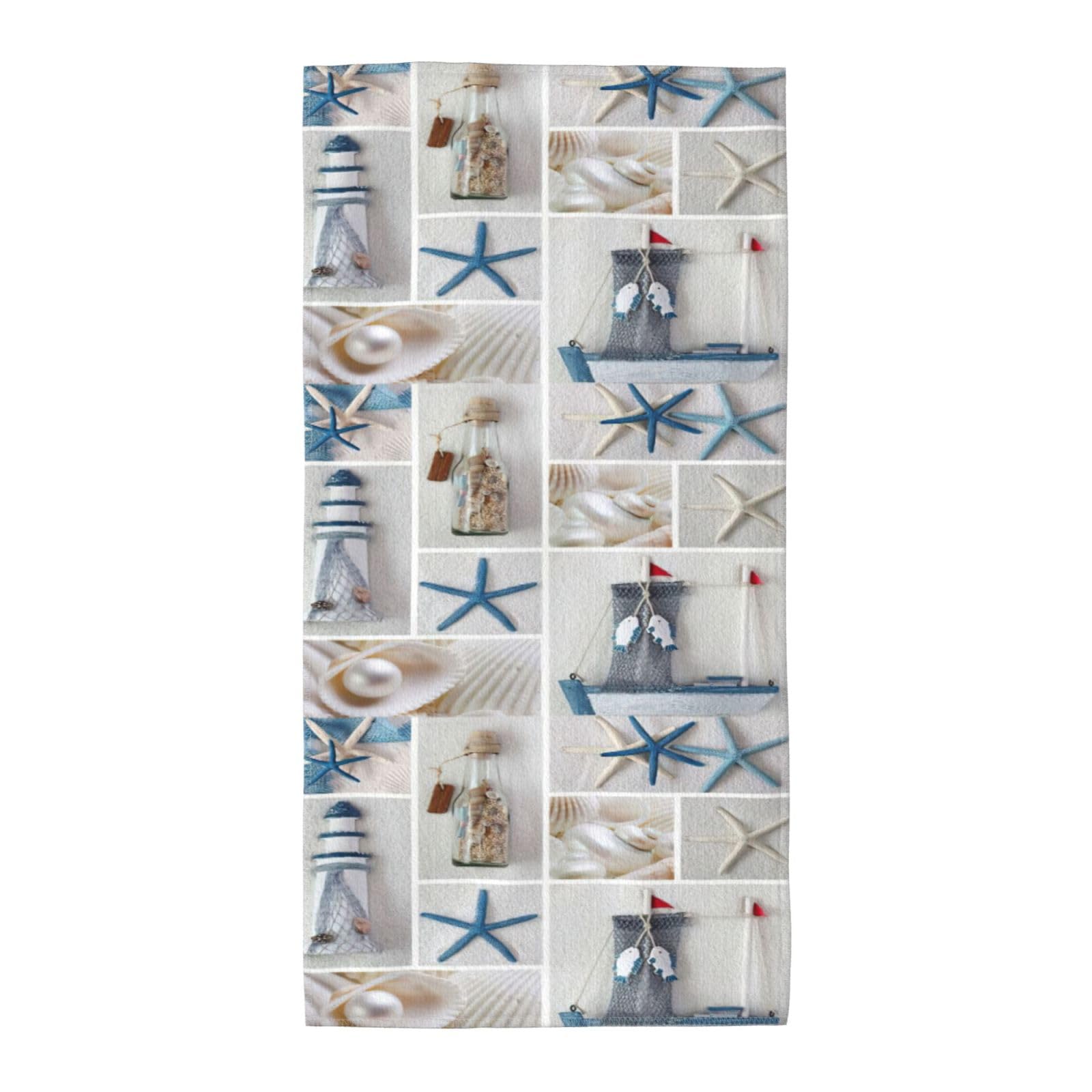 WYCZHY Bottle Seashell Starfish Lighthouse Printed Quick Dry Beach Towel For Camping Travel Vacation