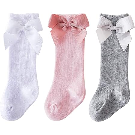 Dsaren 3 Paires Chaussettes Bebe Fille Avec Nœud Chaussettes Hautes Mignon Coton Socquettes Pour Enfant Bebe Chaussettes Simoncustoms Com
