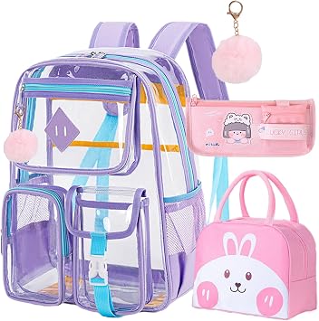 Clear Backpack for Women Girl, Kid Transparent Backpack Stadium Approved, Girls Clear Backpack Heavy Duty for School