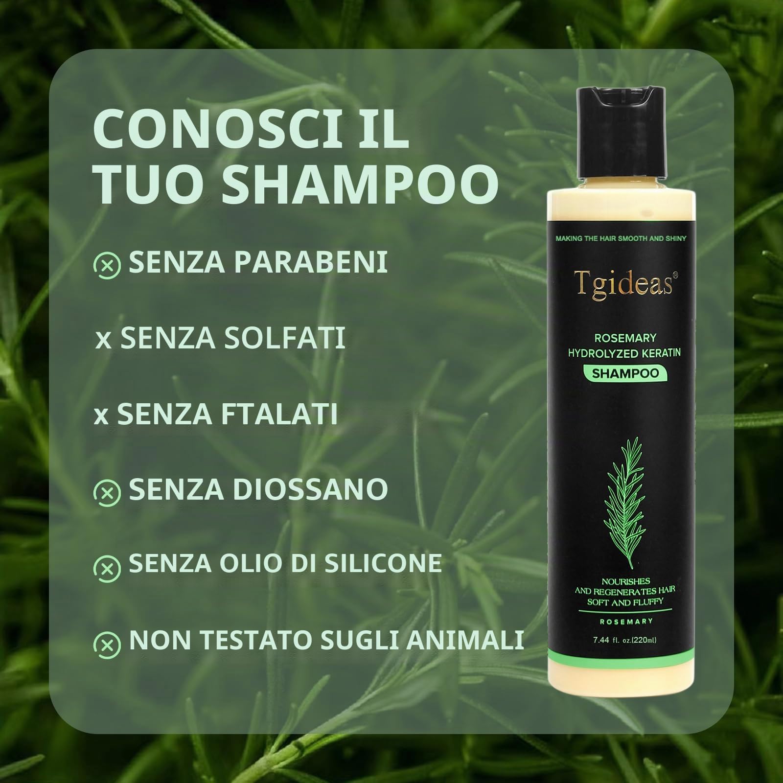 Tgideas Balsamo per la Crescita dei Capelli con Rosmarino Organico per Donne e Uomini - Balsamo Naturale per l'Ispessimento e il Rafforzamento con Cheratina Idroliizzata per Capelli Sottili e Perdita