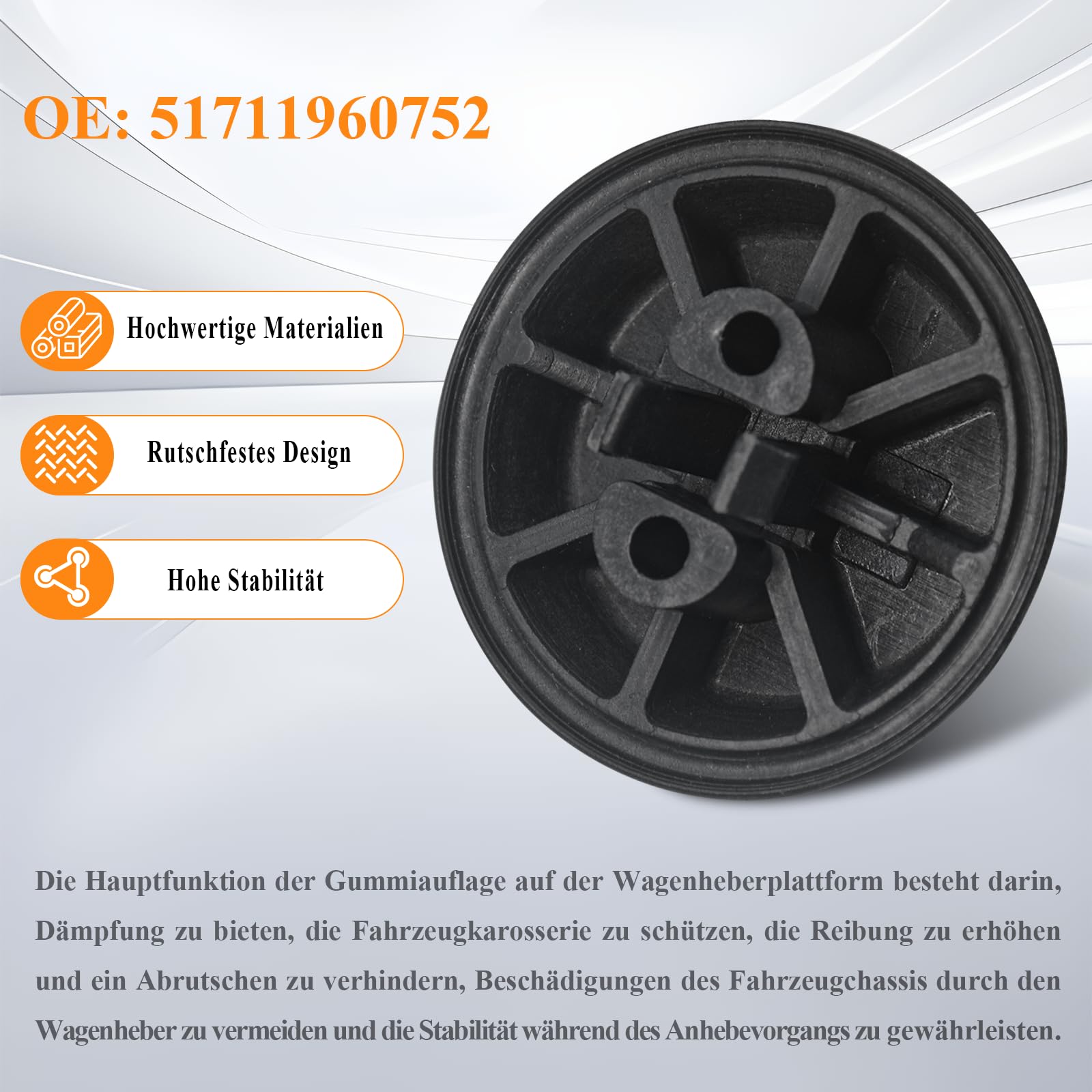 4 Stück Wagenheberaufnahme Hebebühne Stopfen Adapter Wagenheber Gummiauflage für BMW E36 318 323 325 M3 Wagenheber Aufnahme Adapter Jack Pad 51711960752