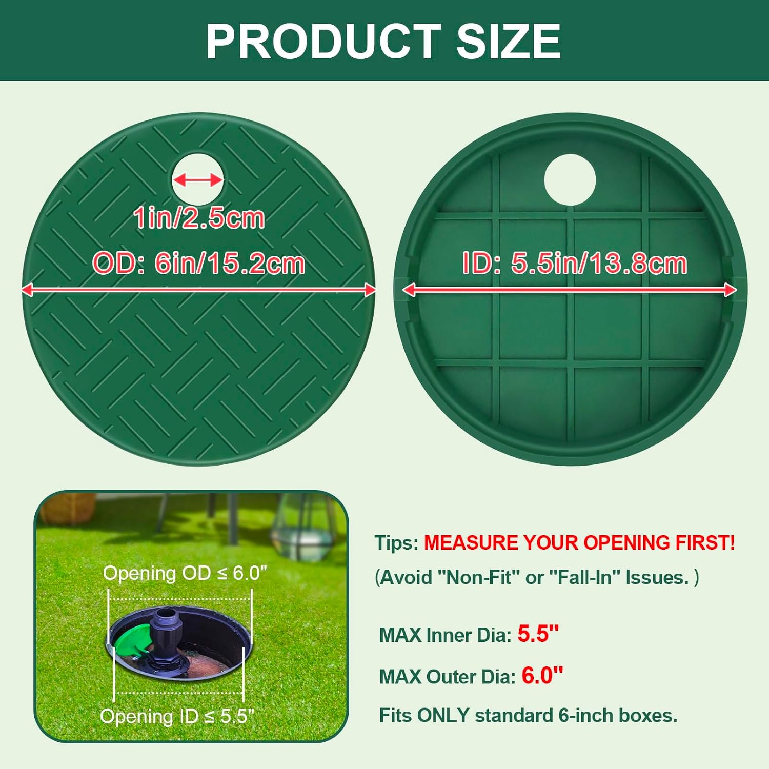 2 PCS Valve Box Cover Lid ID 5.5" OD 6" for Sprinkler Irrigation System image 2