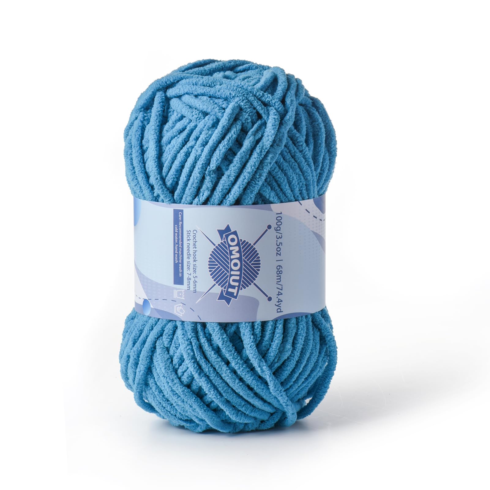 Chunky Chenille Yarn for Crocheting, Baby Yarn for Crocheting Soft Blankets, Bulky Yarns for Crochet Amigurumi, 100g (74.3yds) Fluffy Velvet Yarns for Hand Knitting (Lake Blue)