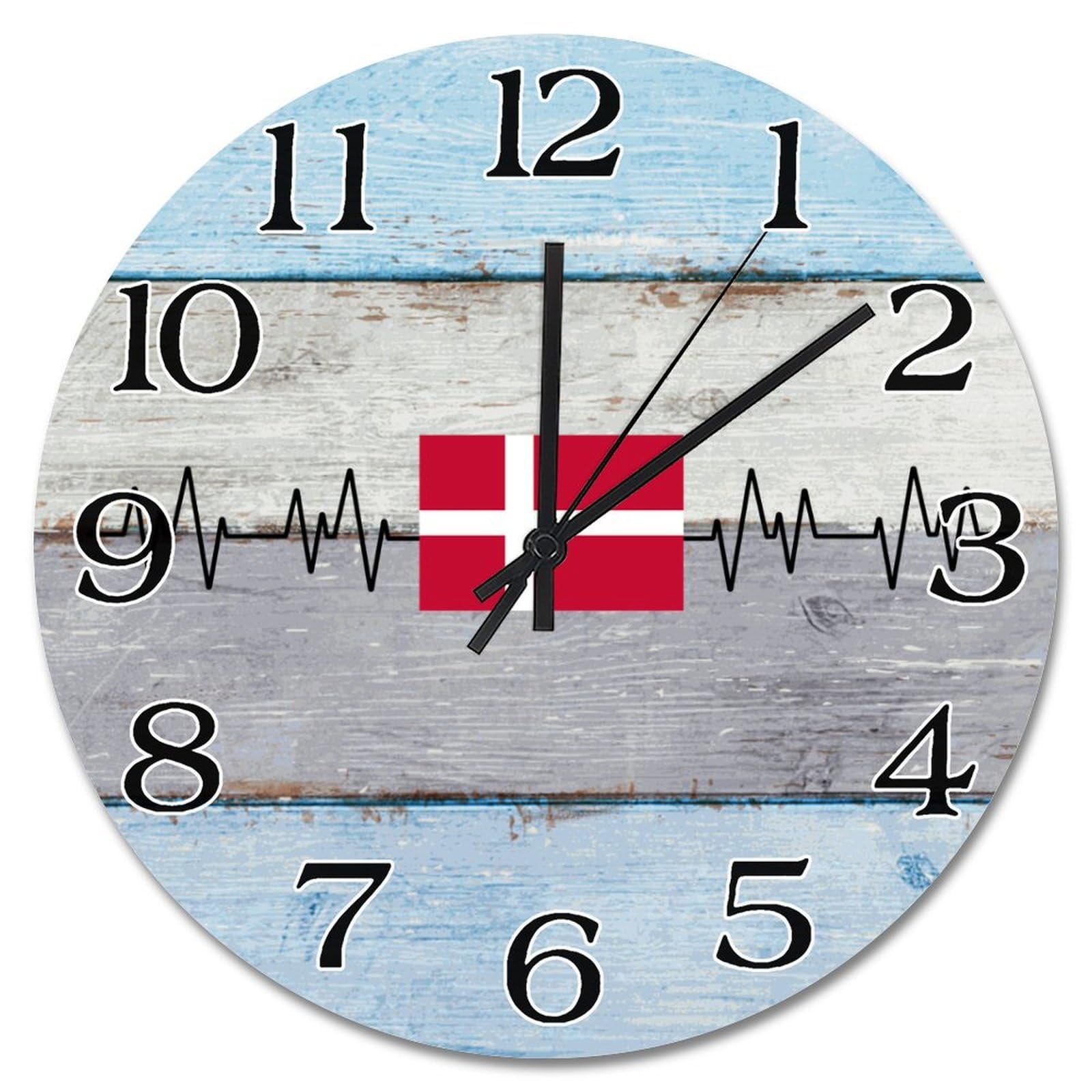 Horloge murale drapeau Danemark 38 cm silencieuse vintage