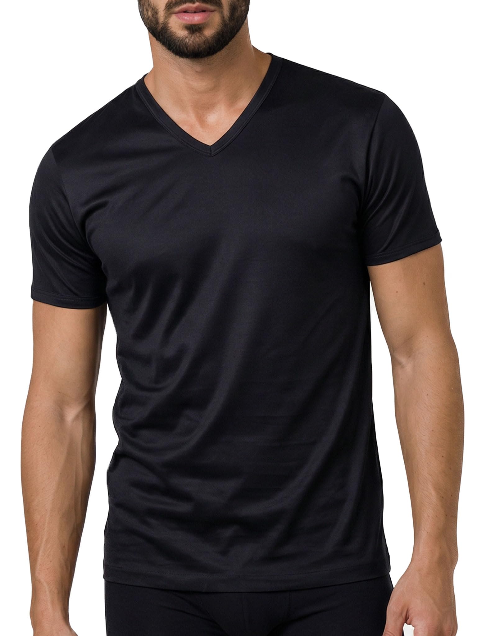 EGI Maglia Intima Uomo Scollo V in Cotone Filo di Scozia, T-Shirt Mezza Manica Traspirante Sottocamicia Elegante Estiva Anti-Sudore Made in Italy Art. 5322