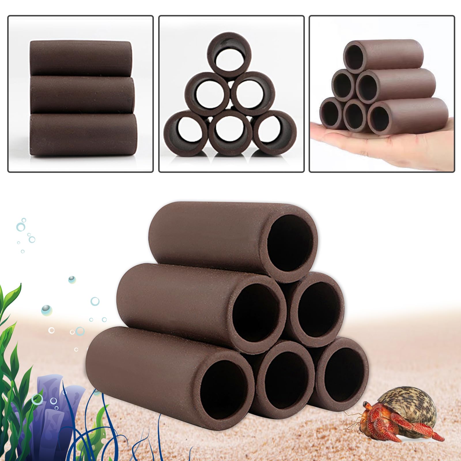 2 Nascondigli In Ceramica Per Acquario - Rifugi Per Pesci E Gamberi, Per Deporre Uova E Nascondersi, Dimensioni 11 E 12.5 Cm