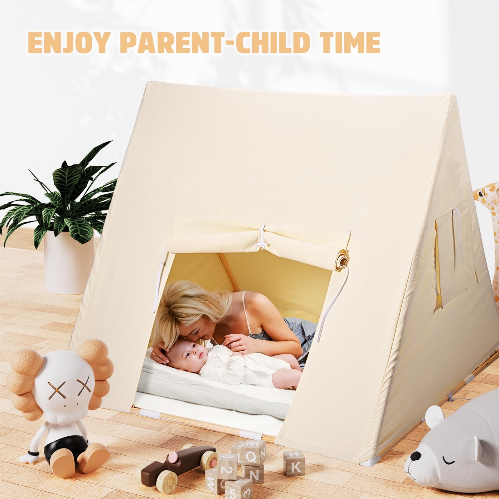 Tente Enfant Cabane Enfant Intérieure avec Tapis Rembourré Triangle Tente pour Enfants Tentes Intérieures Enfants Playhouse Tente de Jeu Pliable pour Filles et Garçons