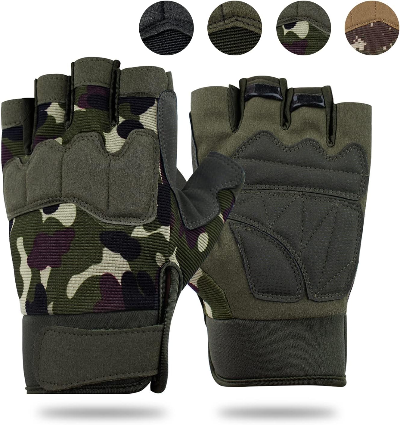 FIORETTO Fingerless Tactical Gloves, Airsoft Gloves, Half Finger Military Gloves for Driving, Cycling, Shooting, Hunting, Motorcycle, Climbing, Outdoor Work