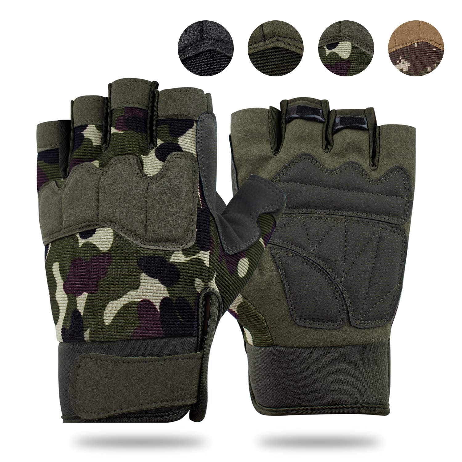 FIORETTO Fingerless Tactical Gloves, Airsoft Gloves, Half Finger Military Gloves for Driving, Cycling, Shooting, Hunting, Motorcycle, Climbing, Outdoor Work
