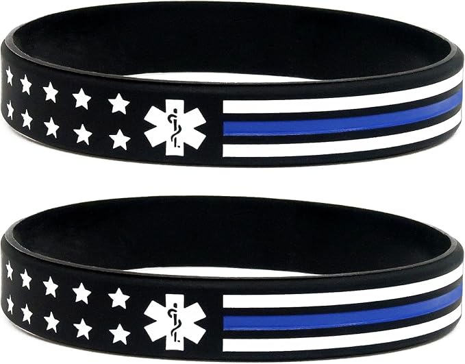 Giftphoria Thin White Line EMS Flag Bracelets (6pack