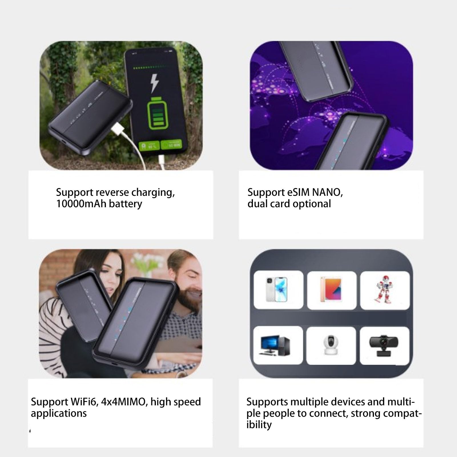 Tragbare 5G-WLAN-Hotspot-Powerbank mit Fortschrittlicher 2-in-1-Technologie, die 16 Geräte für Reisende und Geschäftsleute Unterstützt