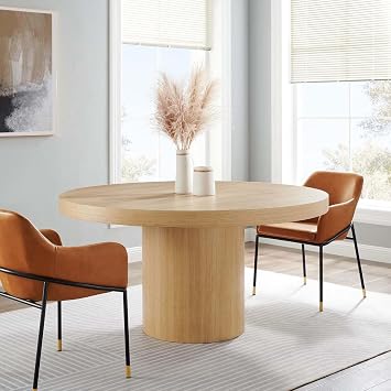 Modway Gratify 59 Round MDF Wood Dining Table in Oak Finish
