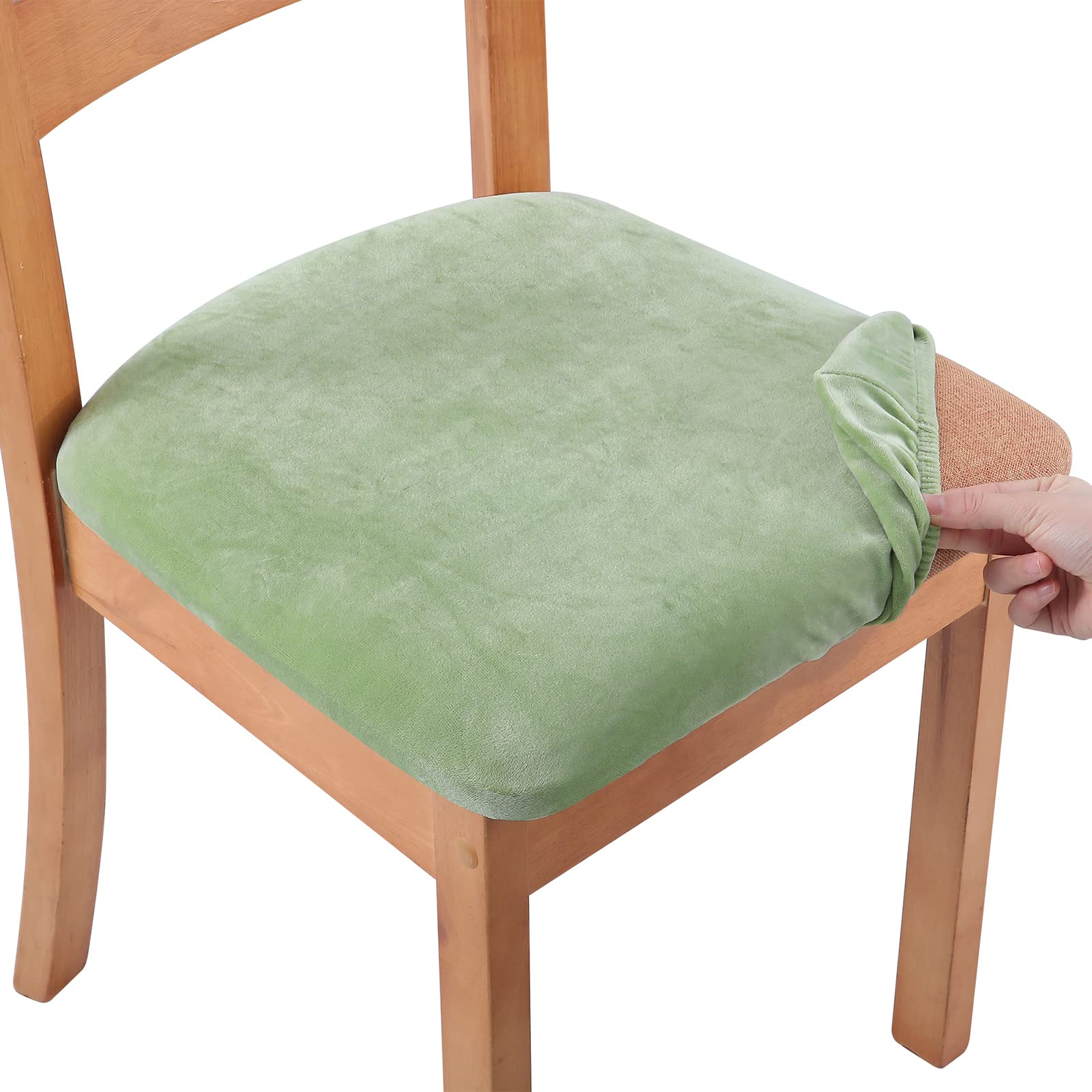smiry Original Velvet Dining Chair Seat Covers, Stretch Fitted Dining