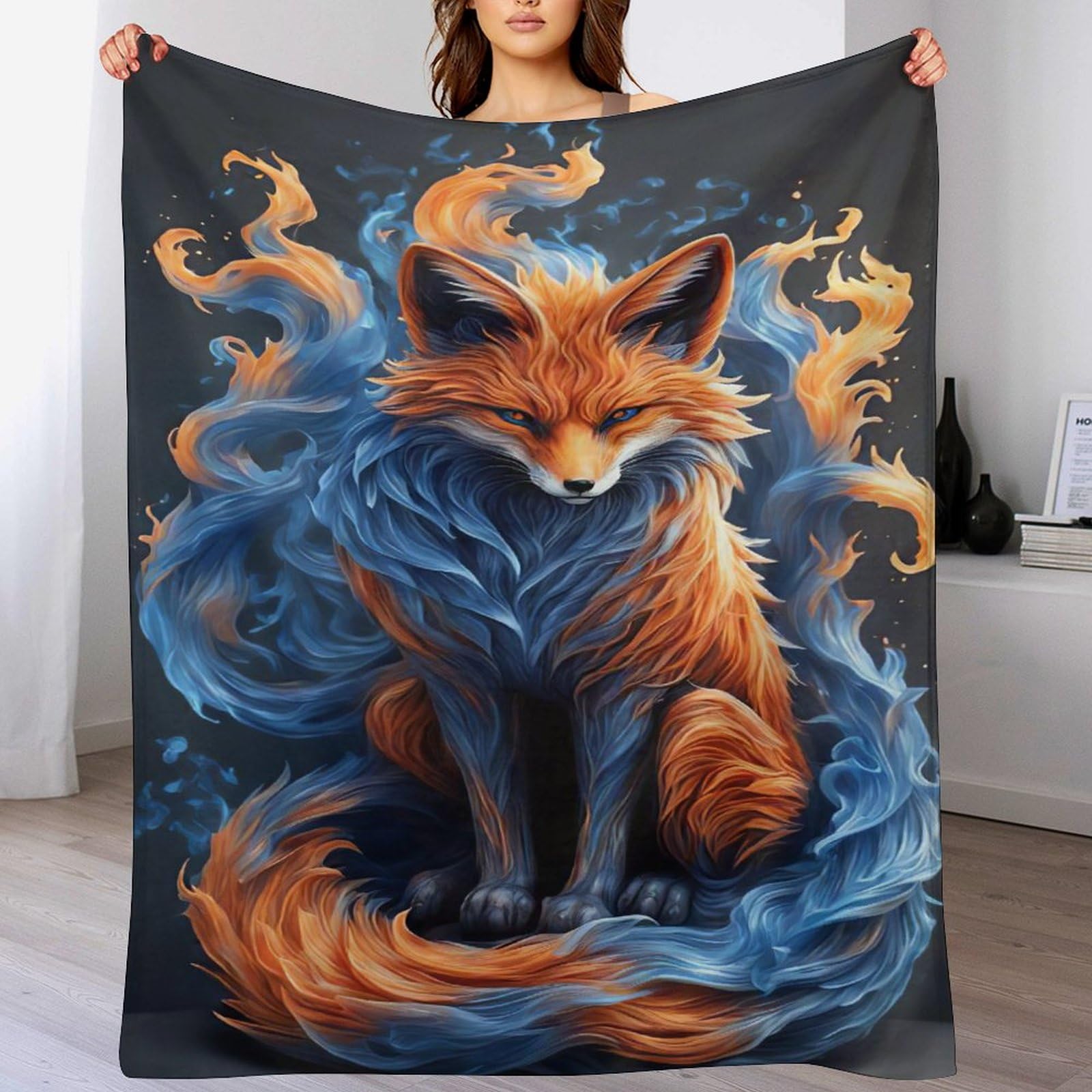 Couverture polaire légère renard pour éliminer les frissons sur le canapé