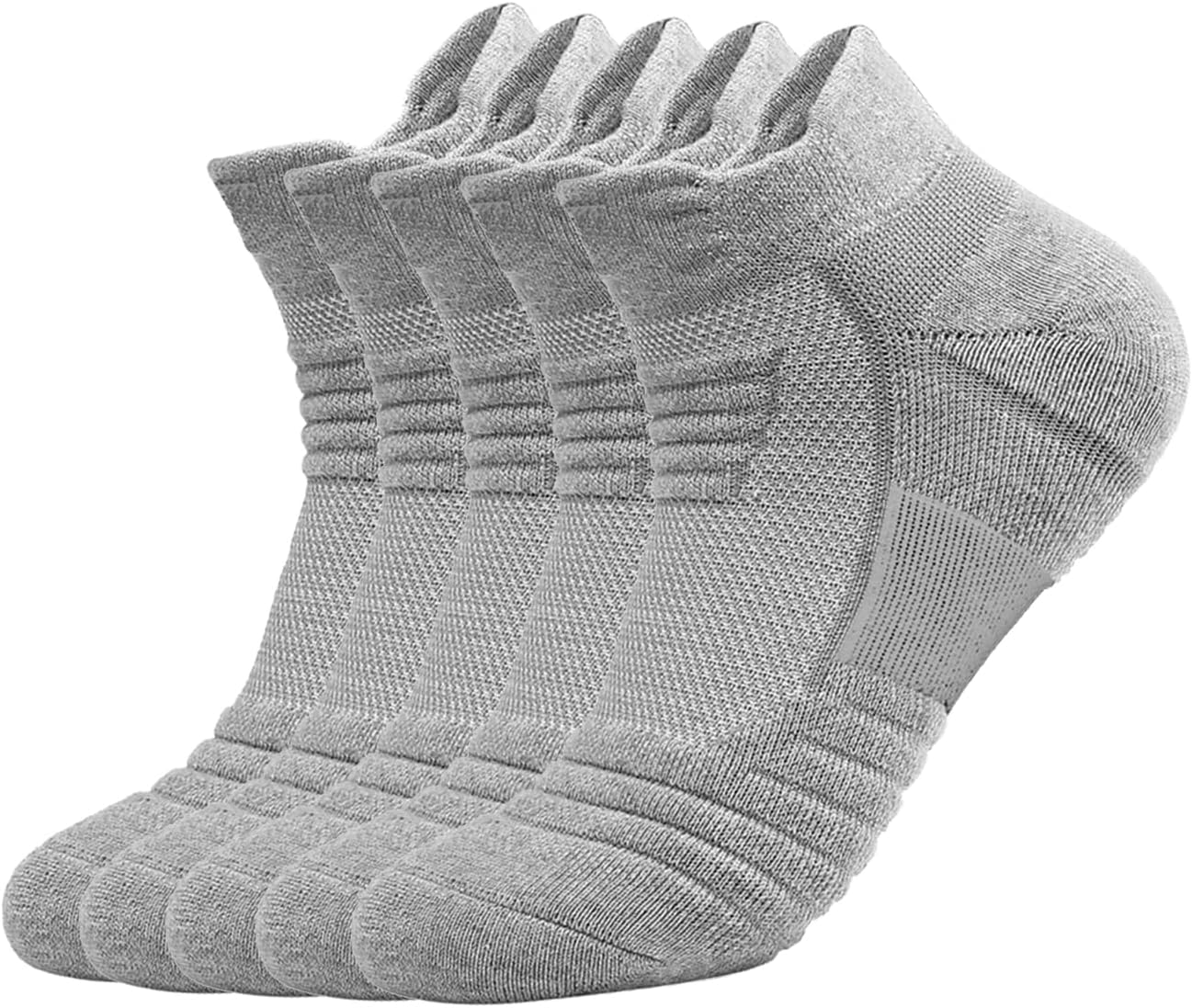 5 Pairs Ankle Athletic Running Socks Cushioned Breathable Low Cut Sports Tab Cotton Socks for Men and Women