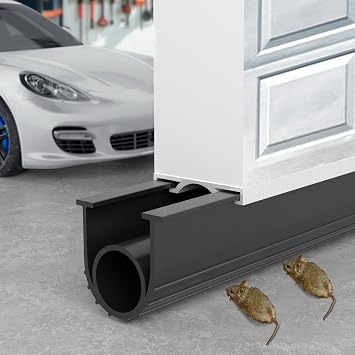Garage Door Seals Bottom Rubber - 20 Feet Weatherproof EPDM Rubber, Easy DIY Trim-to-Fit Installation Kit, Custom-Fit, Durable Seal for Energy Efficiency & Home Protection