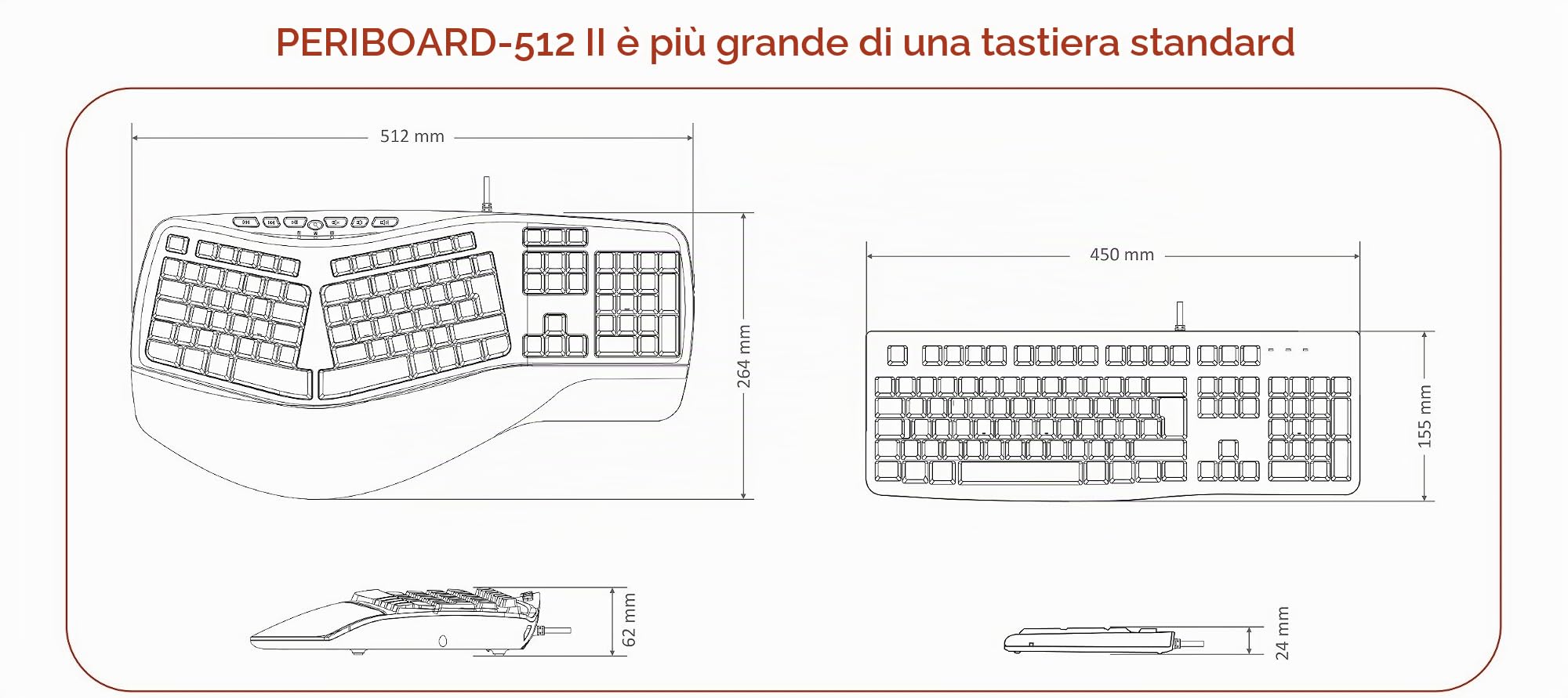 Perixx PERIBOARD-312 Tastiera Ergonomica Retroilluminata - USB con Filo - Con 2 Hubs - Natural Ergonomic Split Design - LED Bianco - Nero - US English Layout