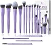 EIGSHOW Makeup Brush Set, Foundation Powder Blush Highlighter Concealer Eyeshadow Eyeliner Professional Makeup Brushes with Silver Ion Brush for 15pcs Travel Gift Set Matte Purple