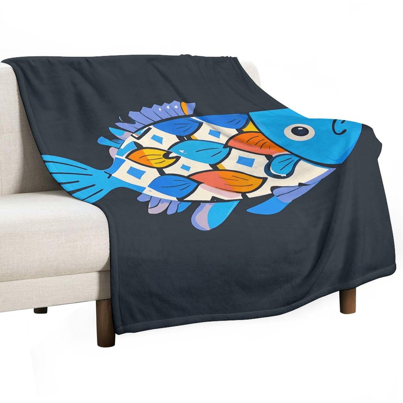 Couverture en flanelle motif poisson pour un canapé cosy en toutes saisons