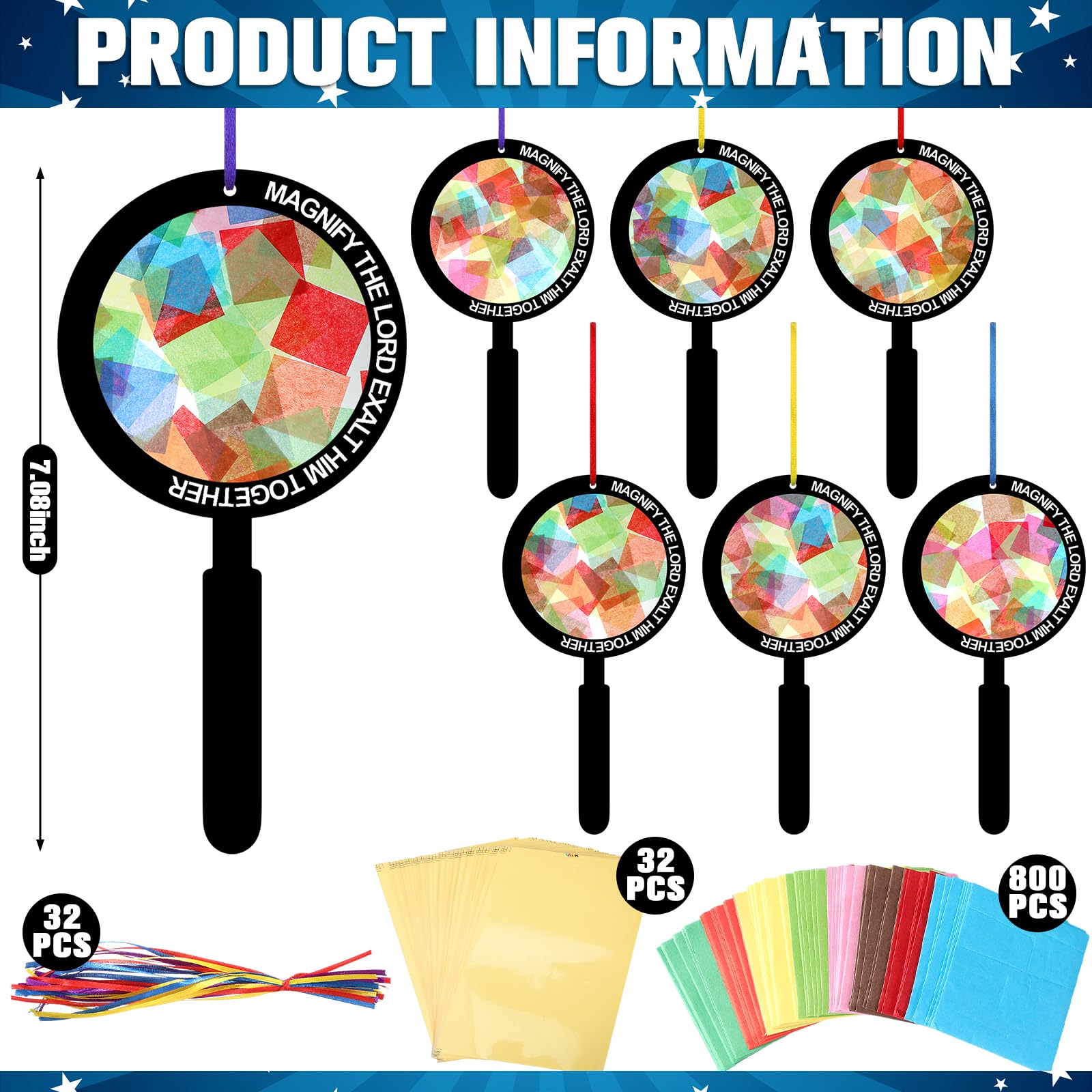 Motipuns 32 juegos de atrapasueños, kits de manualidades cristianas religiosas VBS Craft efecto vitral, kit de papel de seda para la escuela dominical, resurrección, arte de ventana (Vbs Sunday School