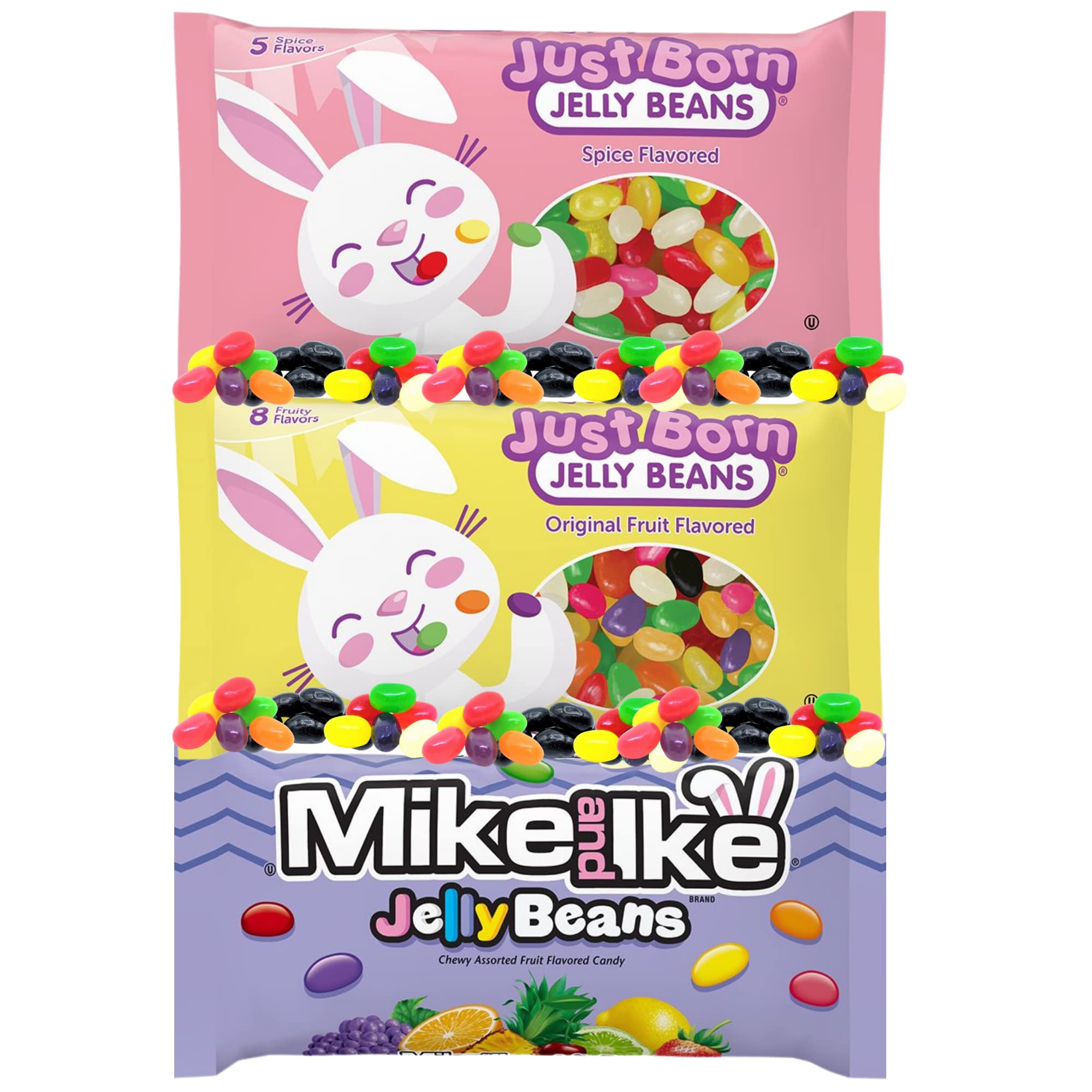 Buy Pectin Jelly Bean Variety Pack Mike and Ike, Spiced, and Original Fruity Flavored Soft Chewy