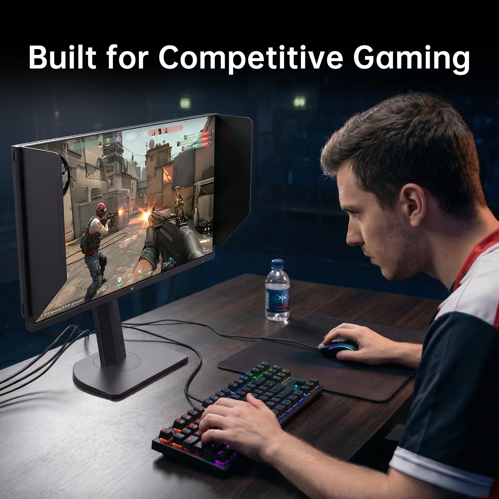 KTC 24.1 Inch 400Hz Gaming Monitor, Fast TN Panel, 1ms Response Time, 1000:1 Contrast, Adjustable Stand, Dual HDMI & DP Ports, Anti-Glare Hood, Integrated Headset Hook – Ideal for Esports