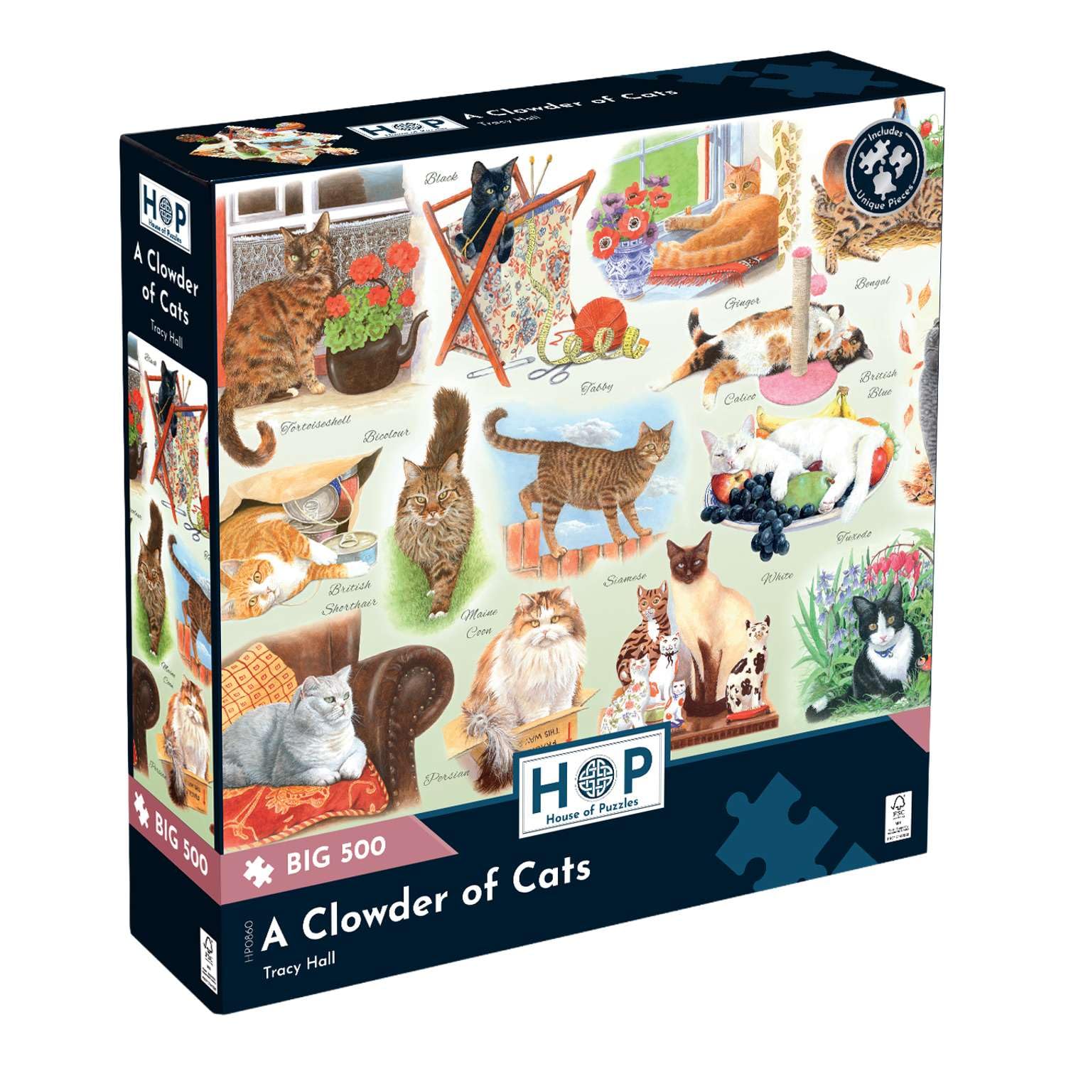 The House of Puzzles A Clowder of Cats BIG 500 Puzzle | XL Piece Cat Jigsaw
