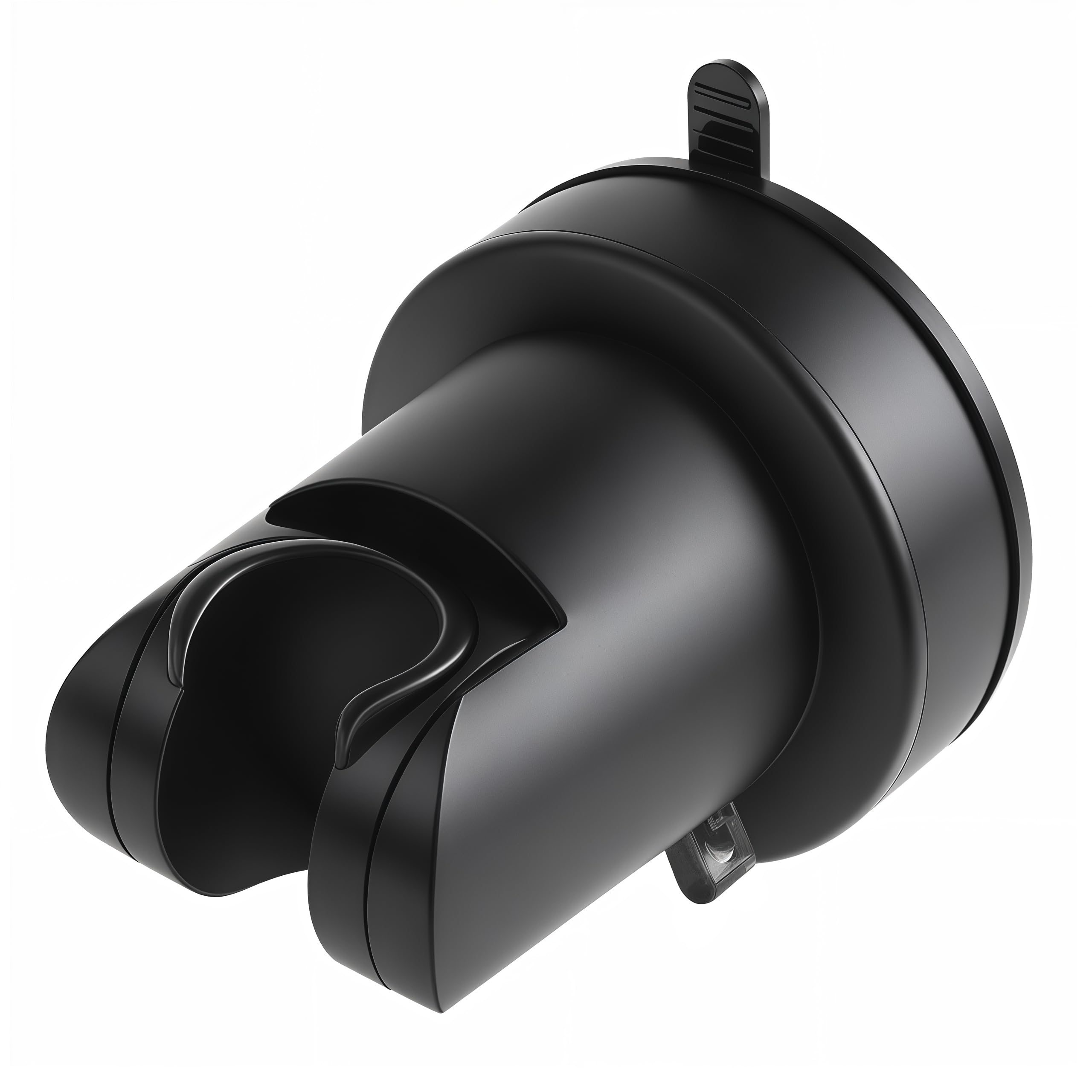 Suction Cup Shower Head Holder, Removable Shower Head Bracket No Drill Wall Mount Holder, ABS Plastic Shower Wand Holder Universal Suction Holder for Bathroom(Black)