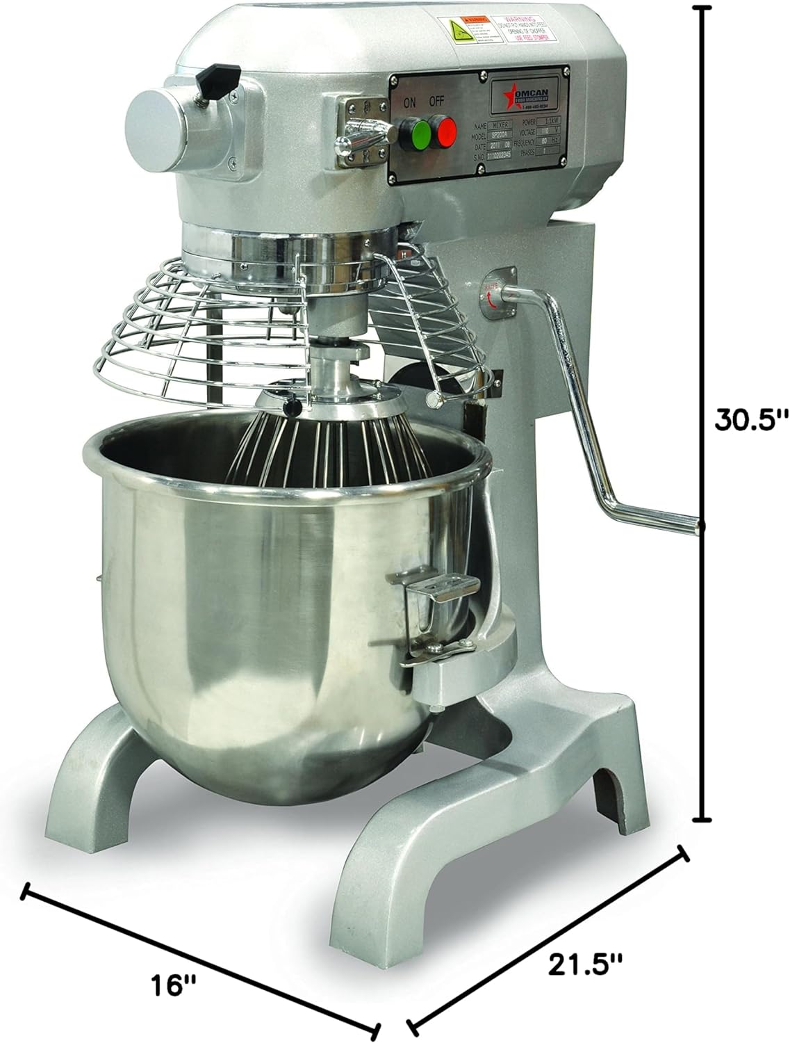 PONLEE 1.5 Hp 20 Qt Commercial Dough Food Mixer Gear Driven 3 Speed MX-CN-0020-G 20441