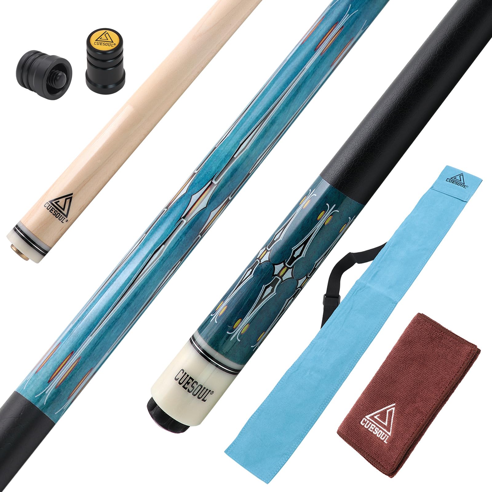 CUESOUL 58 Inch Pool Cue 21oz 13mm cue tip Billiard Cue Stick with Irish Wrap,Packed in blue Cue bag