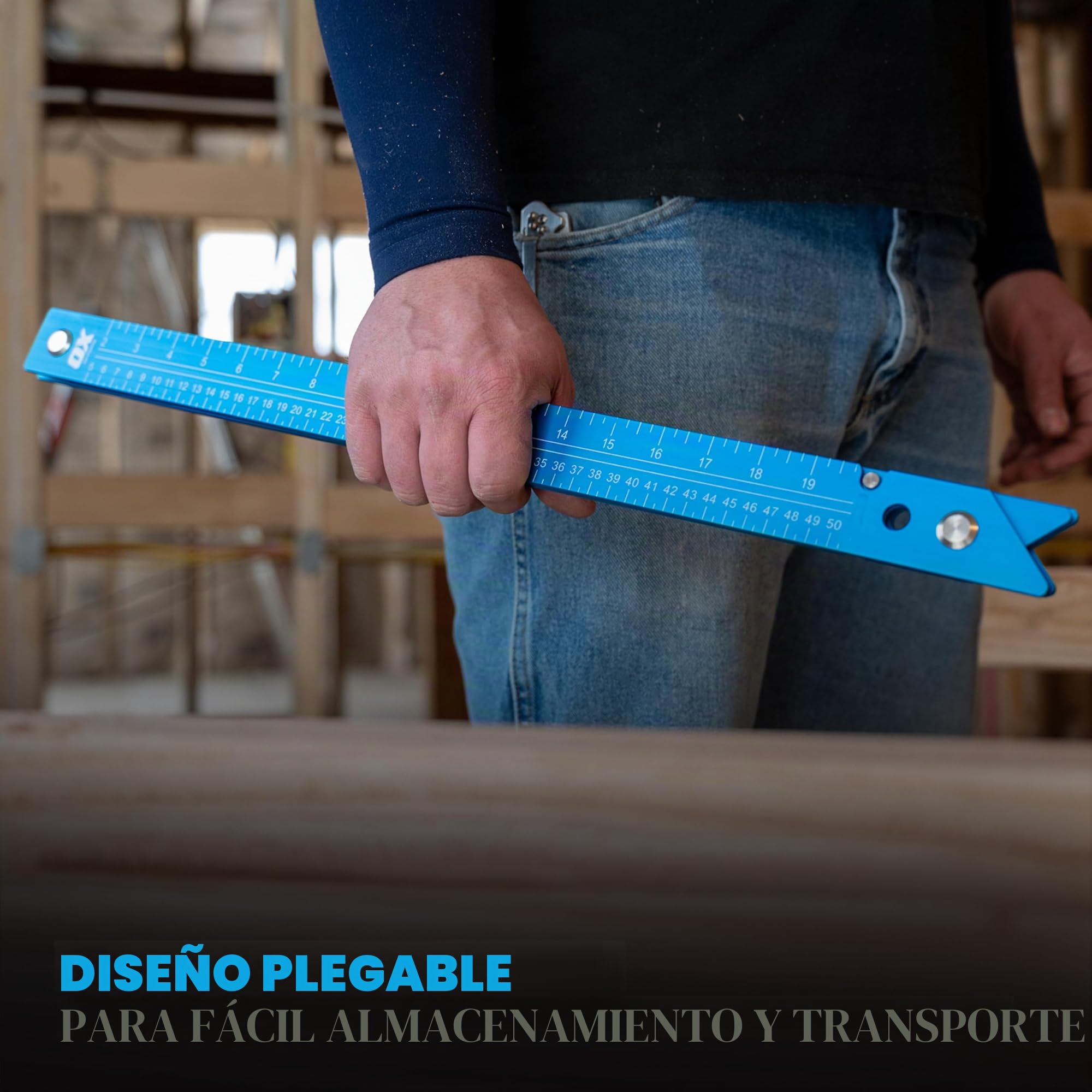OX Pro - Escuadra plegable de aluminio de 600 mm, para carpinteros, con funda de transporte
