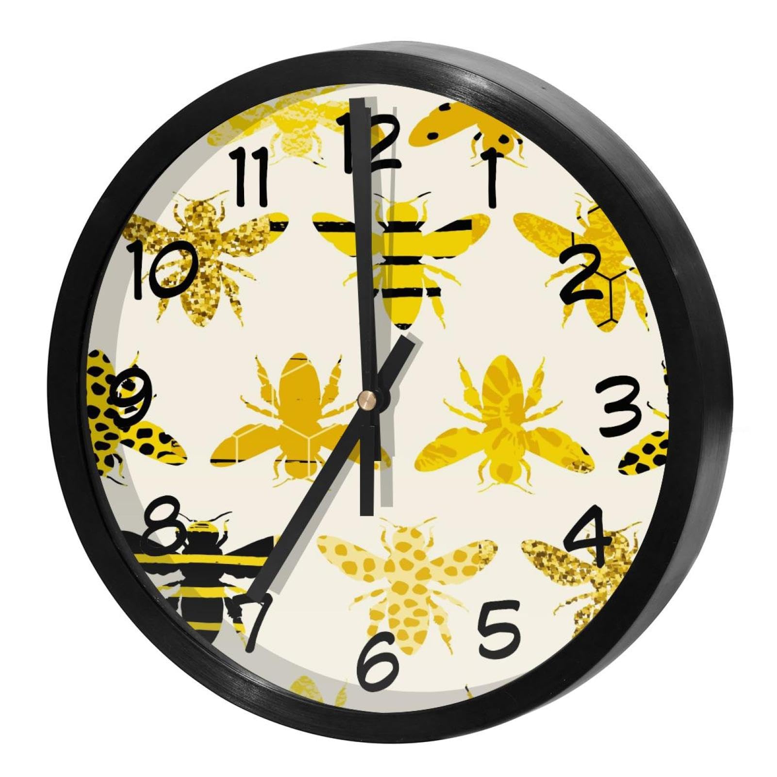 Horloge murale à quartz avec motif bourdons sans couture pour une touche nature