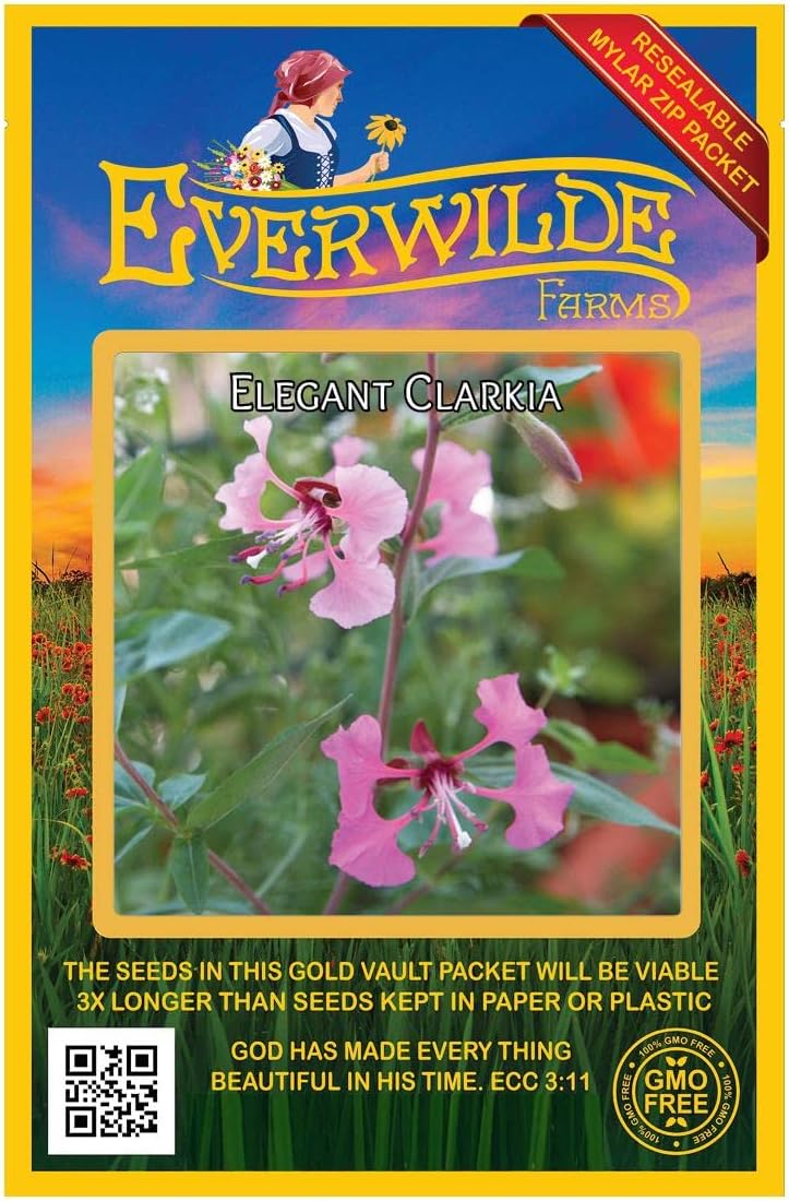 Everwilde Farms - 1 Lb Elegant Clarkia Native Wildflower Seeds - Gold Vault