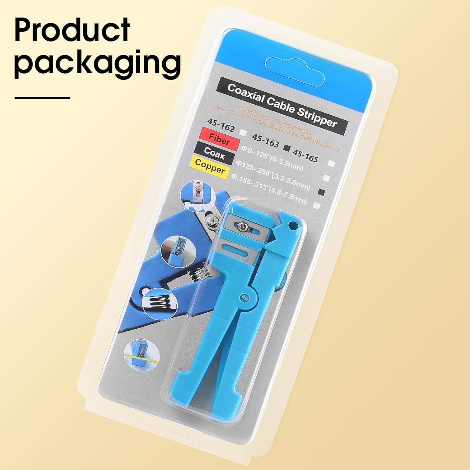 （2pcs）45-163 Fiber Optic Coaxial Cable Stripper 3.2-5.6mm Fiber Transverse Loose Tube Stripper Fiber Optic Stripper Fiber Optic Cable Stripping Cleaver Slitter Fiber Optic Cutter Tool (Blue)