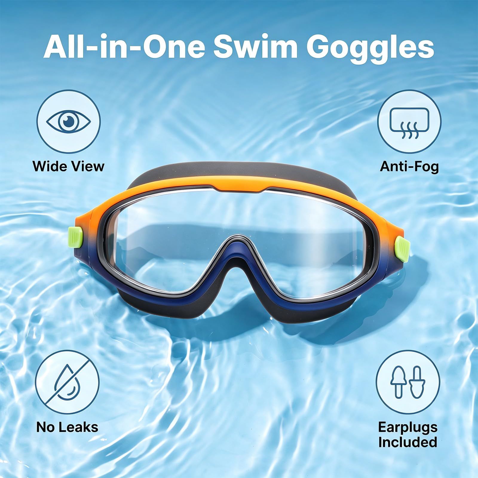 Lunettes de natation pour enfants de 6 à 12 ans, large vision, protection UV anti-buée, pas de fuite, pour garçons et filles