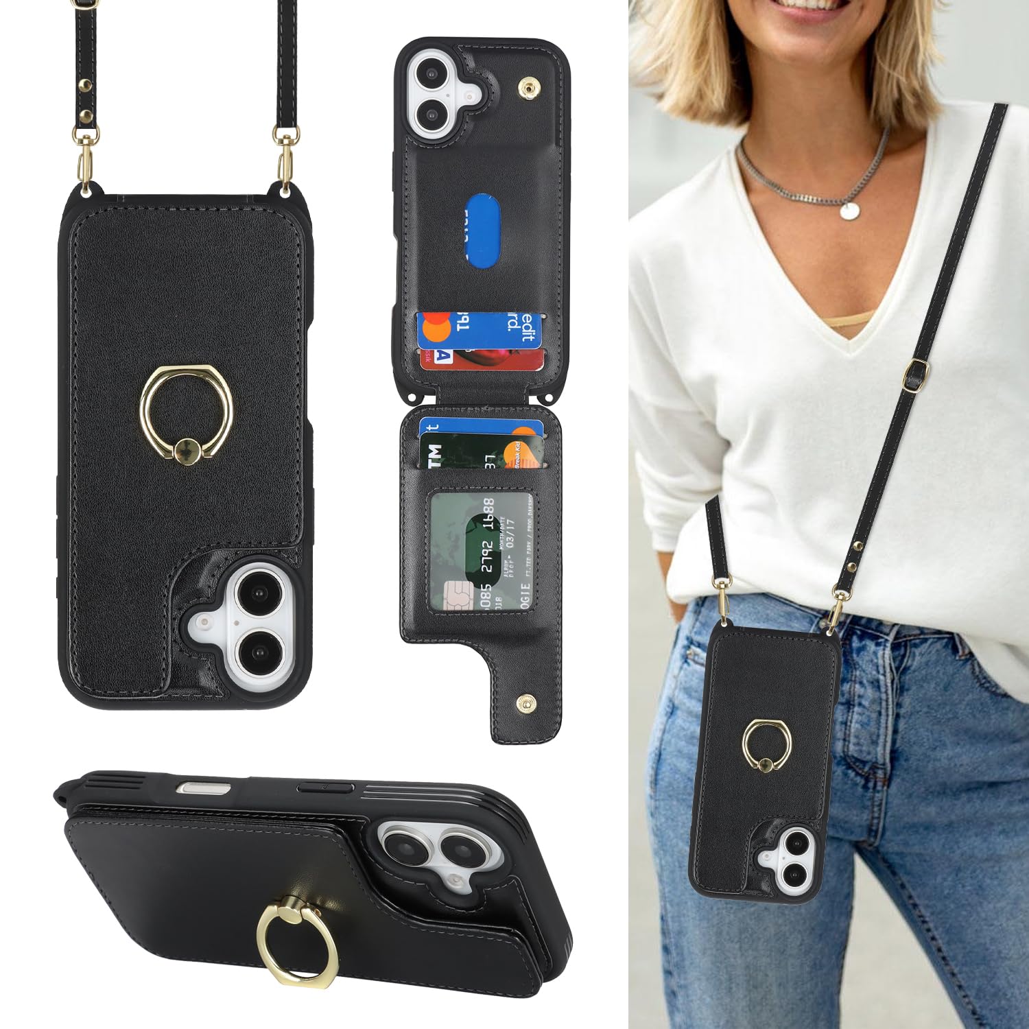 Amazon.com: Lipvina for iPhone 17 Case with Card Holder and Strap