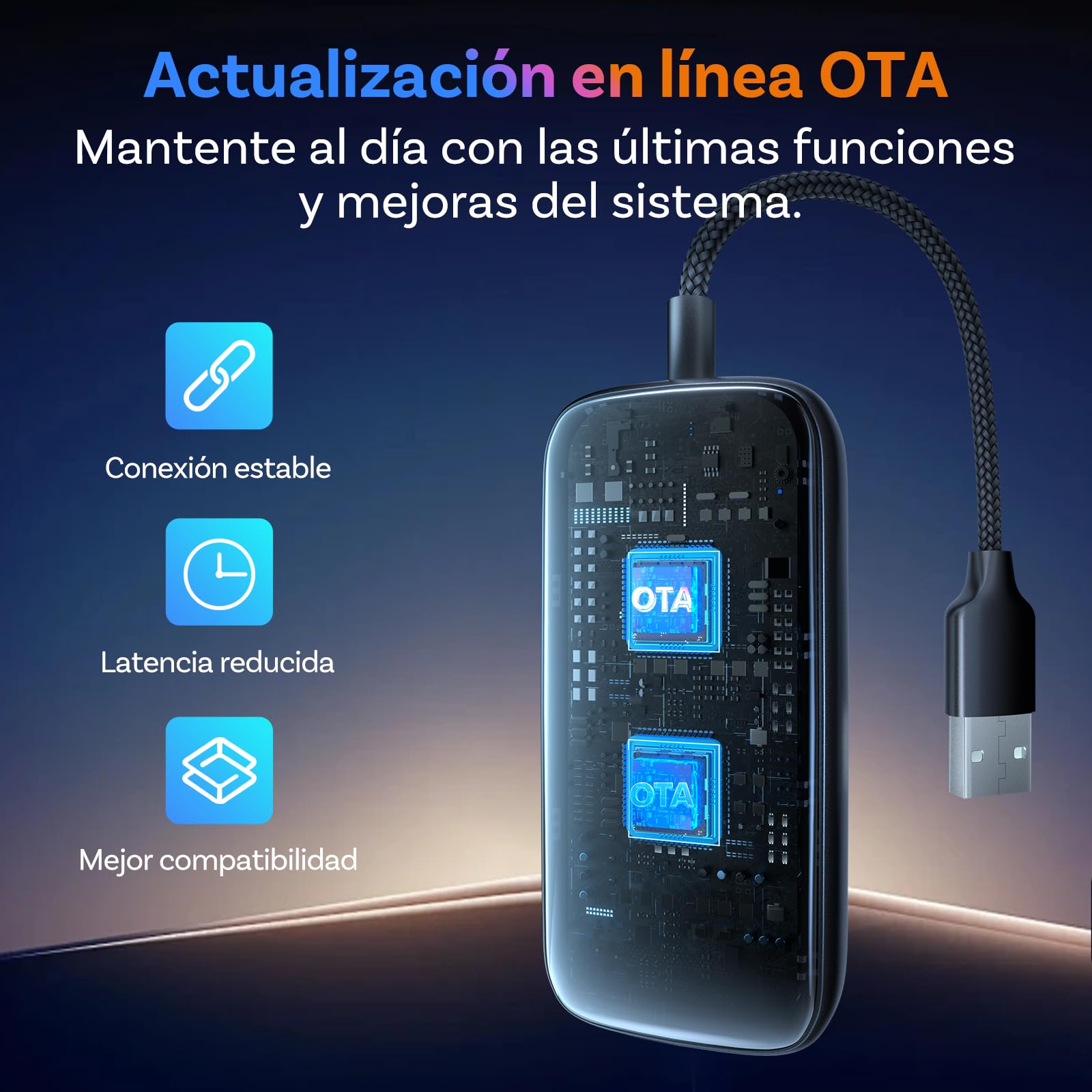 OTTOCAST Play2Video Ultra 2026 AI Box, Adaptador Inalámbrico CarPlay y Android Auto con Youtube, DAZN, Spotify, WiFi 6, 4GB+32GB, Plug & Play para Coche con CarPlay por Cable Desde 2016