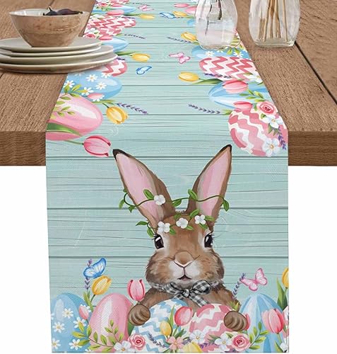 Miniatura 28 de Camino de mesa de lino de arpillera de 108 pulgadas de largo, arte abstracto moderno, bloque de color, gris, negro y rojo, camino de mesa