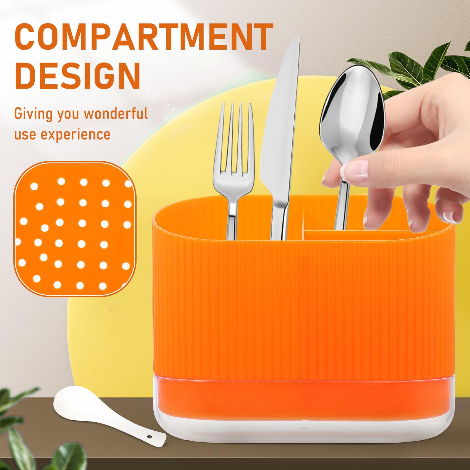 Scolaposate Guzzini in Design a Scomparti e Base Rimovibile, Portautensili da Cucina Semplice ed Elegante per Organizzare Bacchette, e Forchette