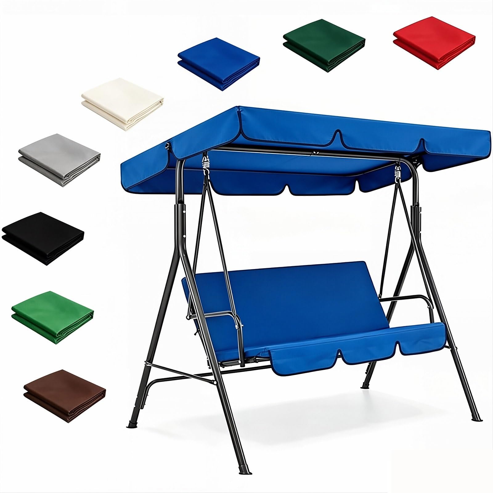 Zhoudong Swing Seat Canopy Cover, Garden Hammock Replacement Cover Rainproof Windproof, Outdoor Patio Sunshade Replacement Top Canopy for 2/3 Seater Swing(Blue,76.7x49.2in)